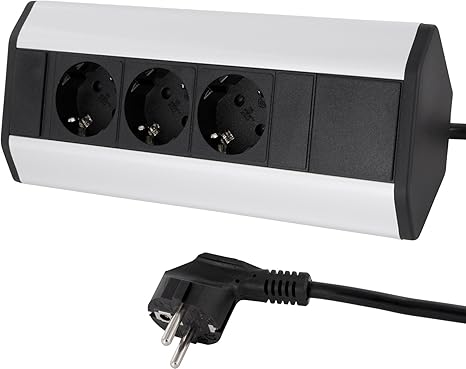 Regleta de aluminio con 3 enchufes, listo para conectar con cable de