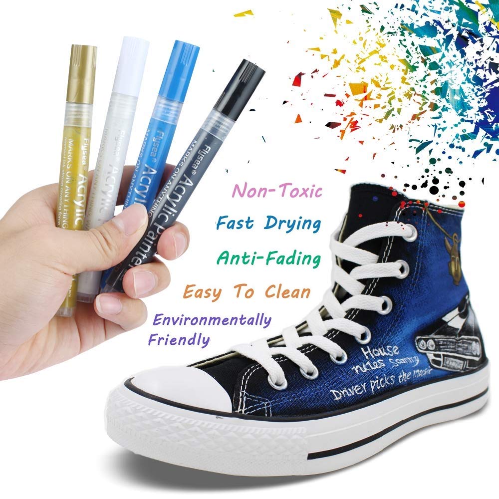 Acrylstifte Marker Stifte, Sunvito Set 12 Farben Acrylfarben Marker auf Wasserfest für Garten, Papier, Malerei, Leinwand, Fotoalbum, Heimwerken, Glas, Keramik, Holz, Metall, DIY