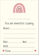 PartiKraft Pink Rainbow Heart Invitations A6 Card (12 Pack) with Bright Pink view 2
