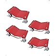 KYBOLT Car Dolly [Set of 4 with 6000 lbs] Capacity, Carbon Steel Heavy Duty Car Mover Wheel Dollies with Antiskid Plate & 360 Degree Rotatable Wheel, 16"*13", Red
