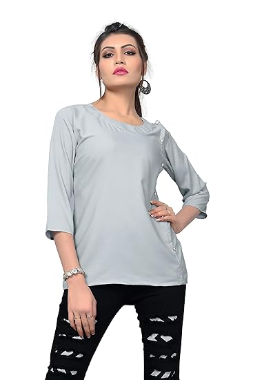 Womens Plain Regular Fit Top (Grey)