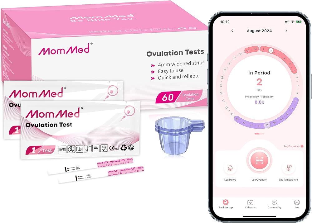 MomMed Ovulation Test Strips LH60 with 60 Collection Cups High Sensitivity