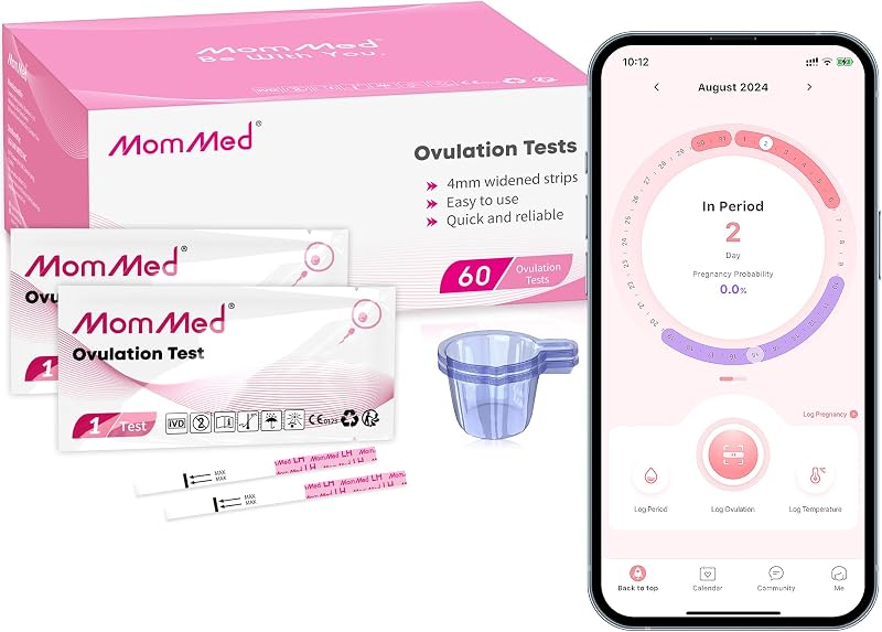 MomMed Ovulation Test Strips LH60 with 60 Collection Cups High Sensitivity