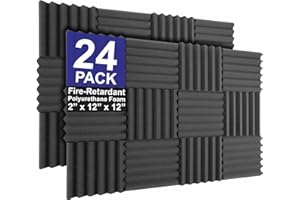 FOAM FACTORY INC. Foam Factory Inc 24 Pack Color Acoustic Foam Panel Studio Soundproofing Wedge Wall Tiles 12” X 12” X 2” (Charcoal)