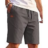 COOFANDY Men's Casual Shorts Cotton Drawstring Elastic Waist Lightweight Summer Beach Shorts with Pockets