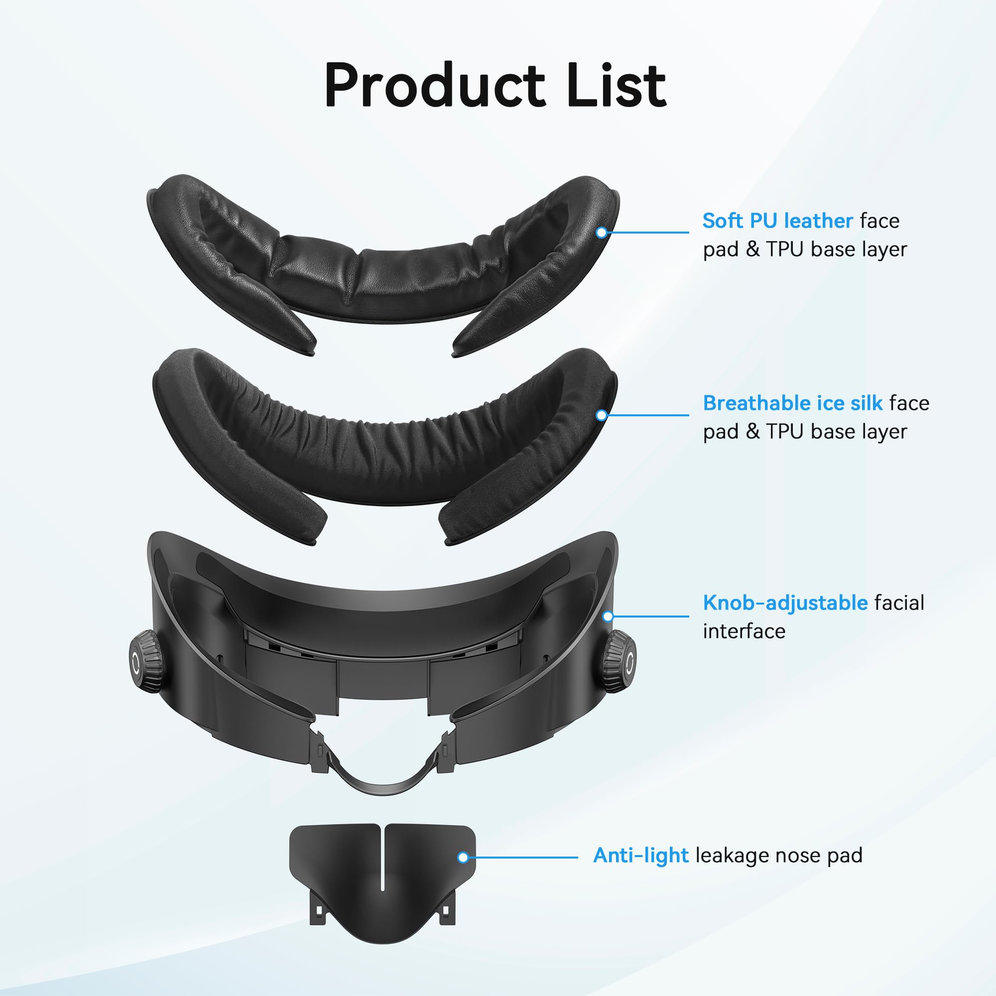 AMVR FC3 Upgraded Face Cover Pad Facial Interface Compatible with Meta/Oculus Quest 3 Accessories, with Knob Adjustable, NOT Compatible with Meta Quest 3S