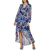 Guess Womens Longsleeve Scarf Print Chiffon Maxi Dress
