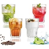 Scidea 11oz Drinking Glasses Set of 4, Juice Glasses Stackable Tall Glass Mugs for Tea Iced latte Coffee Glass, Beer Glasses, Cocktail Glasses,Water glasses for bar, restaurant