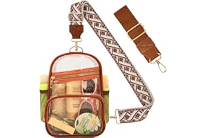 MOVOYEE Clear Bag Stadium Approved Events Concerts Sports Outdoors Water Bottle Holder,Clear Purse for Women Men Handbags