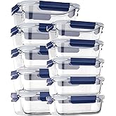 coccot Glass Food Storage Containers with Lids Airtight, [10 Pack] Glass Meal Prep Containers, Storage Container Set with Bpa-free Lid for Food, Lunch Bento Box
