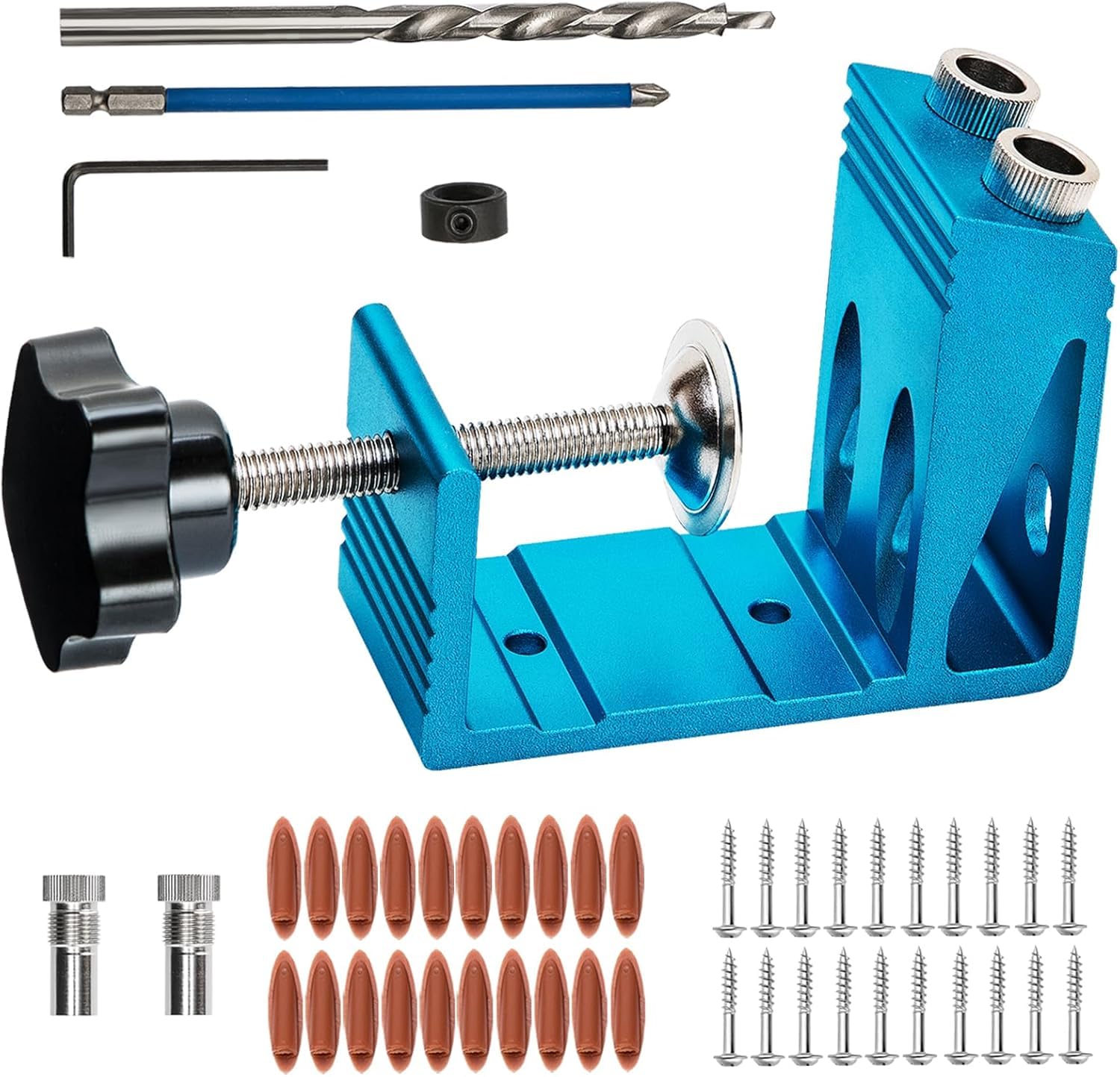 Pocket Hole Jig Kit with Drill Guide Joint Pocket Hole Jig 15 Degree Woodworking Inclined Hole Adjustable DIY Woodworking Tools Carpentry Locator