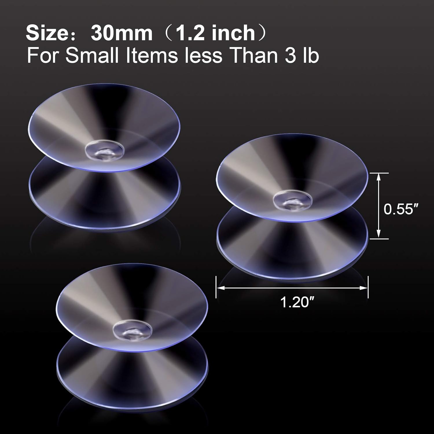 ANCIRS 50 Pack 30mm PVC Suction Cups for Glass Table Top, Double Sided