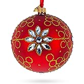 Diamond Jewels on Silver Glass Ball Christmas Ornament