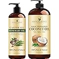 Handcraft Blends Castor Oil with Rosemary and Coconut Oils for Hair Growth, Eyelashes and Eyebrows - 100% Pure and Natural Hair, Body and Carrier Oil
