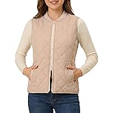 Fuinloth Women's Quilted Vest, Rib Collar Lightweight Zip Padded Gilet