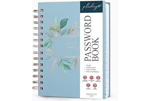 PLANBERRY Password Book Premium – Alphabetized Internet Address Organizer with A-Z Tabs – Website & Computer Password Keeper with Alphabetical Tabs – 6.2x7.7″, Hardcover (Spring Blue)