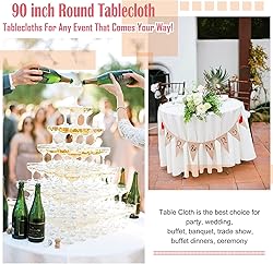REWOMC 10 Pack Round Tablecloths - 90 Inch, White