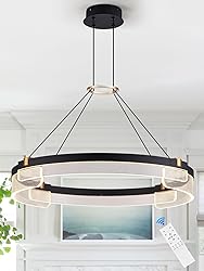 Benkut Modern LED Pendant Light Dimmable Black LED