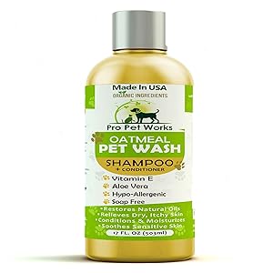 All Natural Oatmeal Cat Shampoo + Conditioner For Dogs, Cats And Small Animals-Hypoallergenic And Soap Free Blend With Aloe For Allergies & Sensitive Skin- 17oz