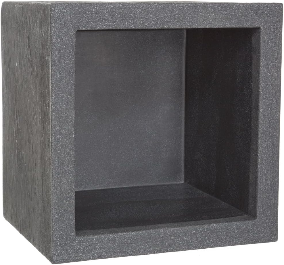 Dehner Palermo Plant Cube, Slate Effect, Plastic, Anthracite, Grey, 30 x 30 x 26 cm - Image 3