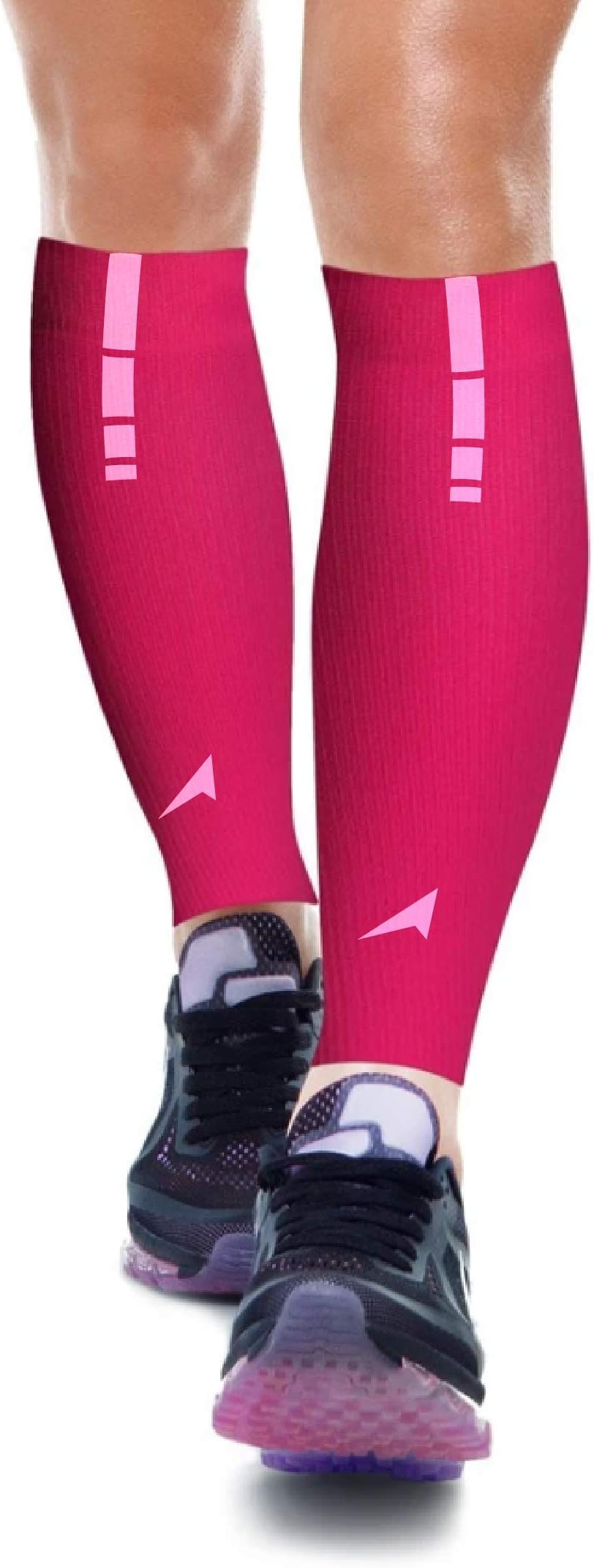 Calf Compression Sleeves by Kinetic Performance Gear - Leg Compression Sleeves Set for Calf and Shin Splints Support - Moisture Wicking Uni-Sex Leg Sleeves. (Kinetic Pink, Small Medium)