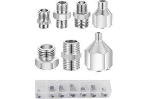 ABEST 7 pcs of Airbrush Adaptor Sset Airfitting Airbrush Connector kit with Transparent plaxtic Box
