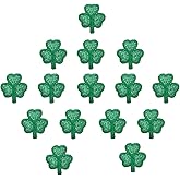 Small Shamrock Patches (15-Pack) Three Leaf Clover St. Patrick's Day Iron On Appliques for Clothing, Uniforms, Hats, Backpacks, Jackets, Pants, Accessories, Green