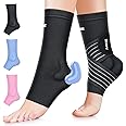 Rakiie Ankle Support with Upgraded Silicone Pad, 1 Pair Ankle Sleeve Compression Support with Seamless Design, Breathable and Comfortable Ankle Wrap for Women Men, Black S