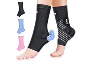 Rakiie Ankle Brace for Sprained Ankle 1 Pair, High Elasticity Ankle Support for Women Men, Soft Compression Socks for Plantar Fasciitis Relief, Foot Sleeves for Achilles Tendonitis Pain Relief, Black L
