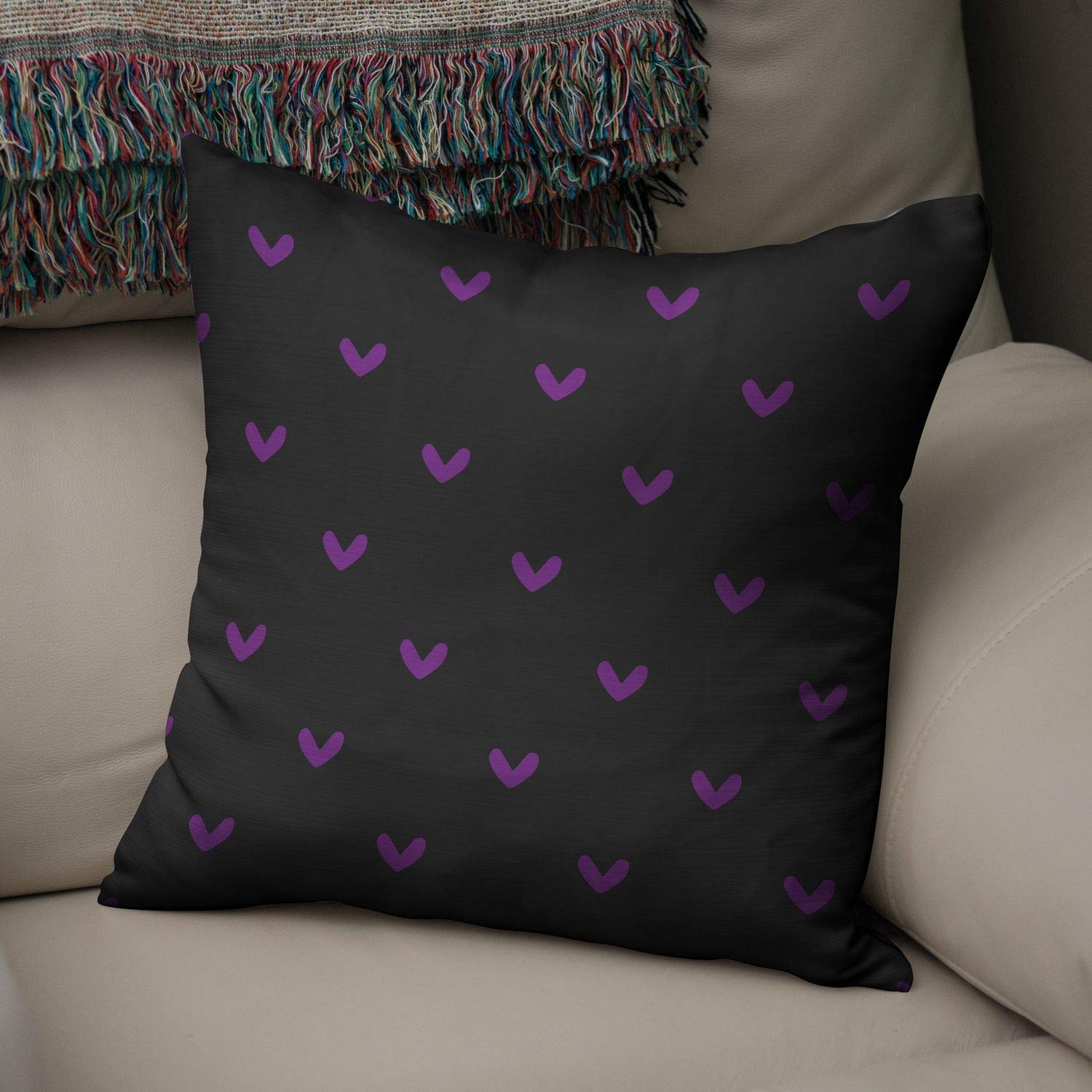Bonamaison Decorative Cushion Cover Purple & Black, Throw Pillow Covers, Home Decorative Pillowcases for Livingroom, Sofa, Bedroom, Size: 43X43 Cm - Designed and Manufactured in Turkey