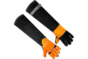 SLARMOR Animal Handling Gloves/Welding Gloves Bite Proof Double Leather Reinforced Padding Dog,Cat,Bird Handling Gloves