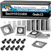 15mm Square Tungsten Carbide Replacement Cutter Inserts Knives 15 x 15 x 2.5mm-4 Edges with 2" Face Radius fit for Woodworking Helical Planer Head and CNC or DIY Wood Lathe Turning Rougher Tools 10pcs