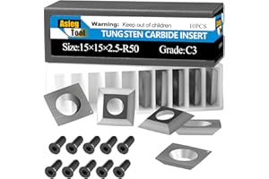 15mm Square Tungsten Carbide Replacement Cutter Inserts Knives 15 x 15 x 2.5mm-4 Edges with 2" Face Radius fit for Woodworkin