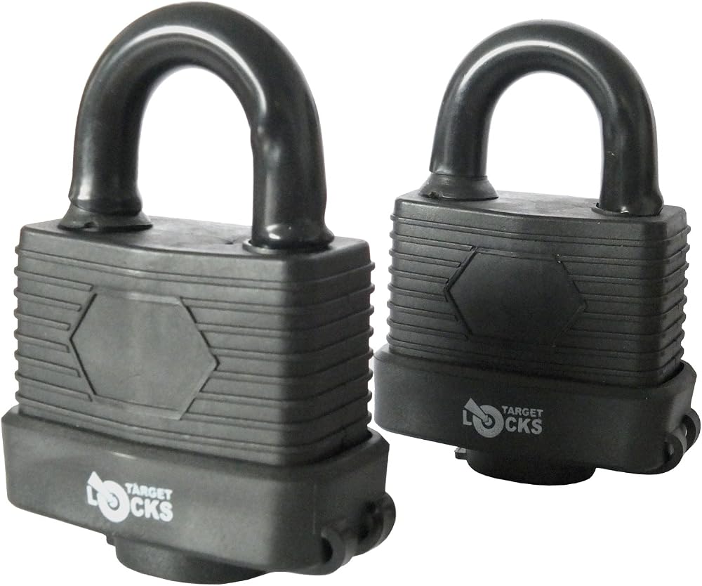 Smiths F-20282 Pack 2 Heavy Duty Waterproof Padlock 40mm Shank Outdoor Security