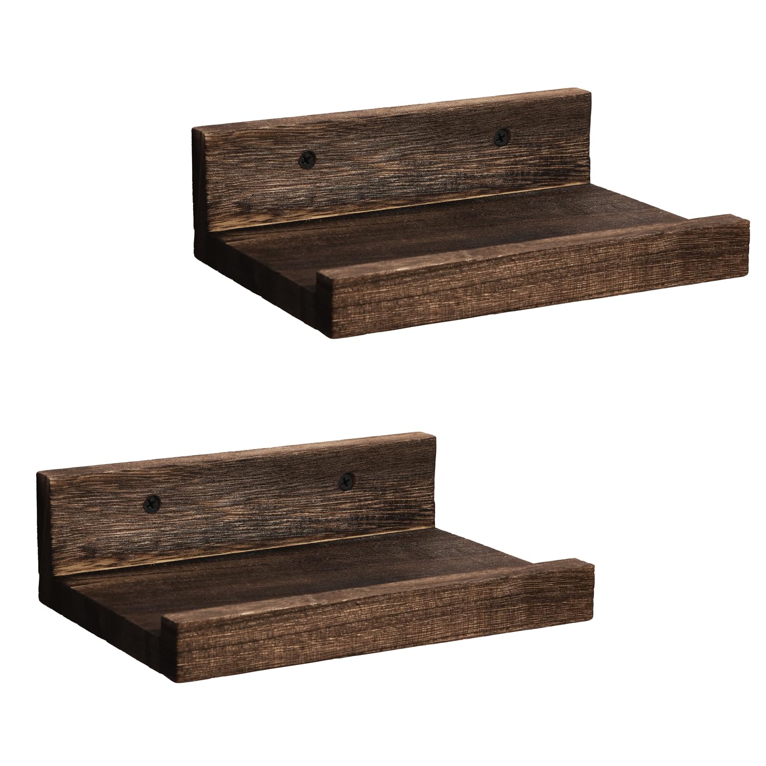 Z metnal Mini Floating Shelves, Small Natural Wooden Display Wall Shelf for Picture Ledge, Wood, Wall Mounted, 20 x 14cm, 2 Pack