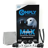 Comply TrueGrip MAX | Premium Memory Foam Replacement Earbud Tips for Apple AirPods Pro Gen 3 | Long Lasting Comfort, MAX Durability, Secure Fit, Superior Noise Isolation| Black (Large) (3 Pairs)