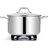 NutriChef Soup Pot with See Through Lid, Dishwasher Safe Stainless steel Pot Food Grade Heavy Duty Induction-Large, Stew, Sim