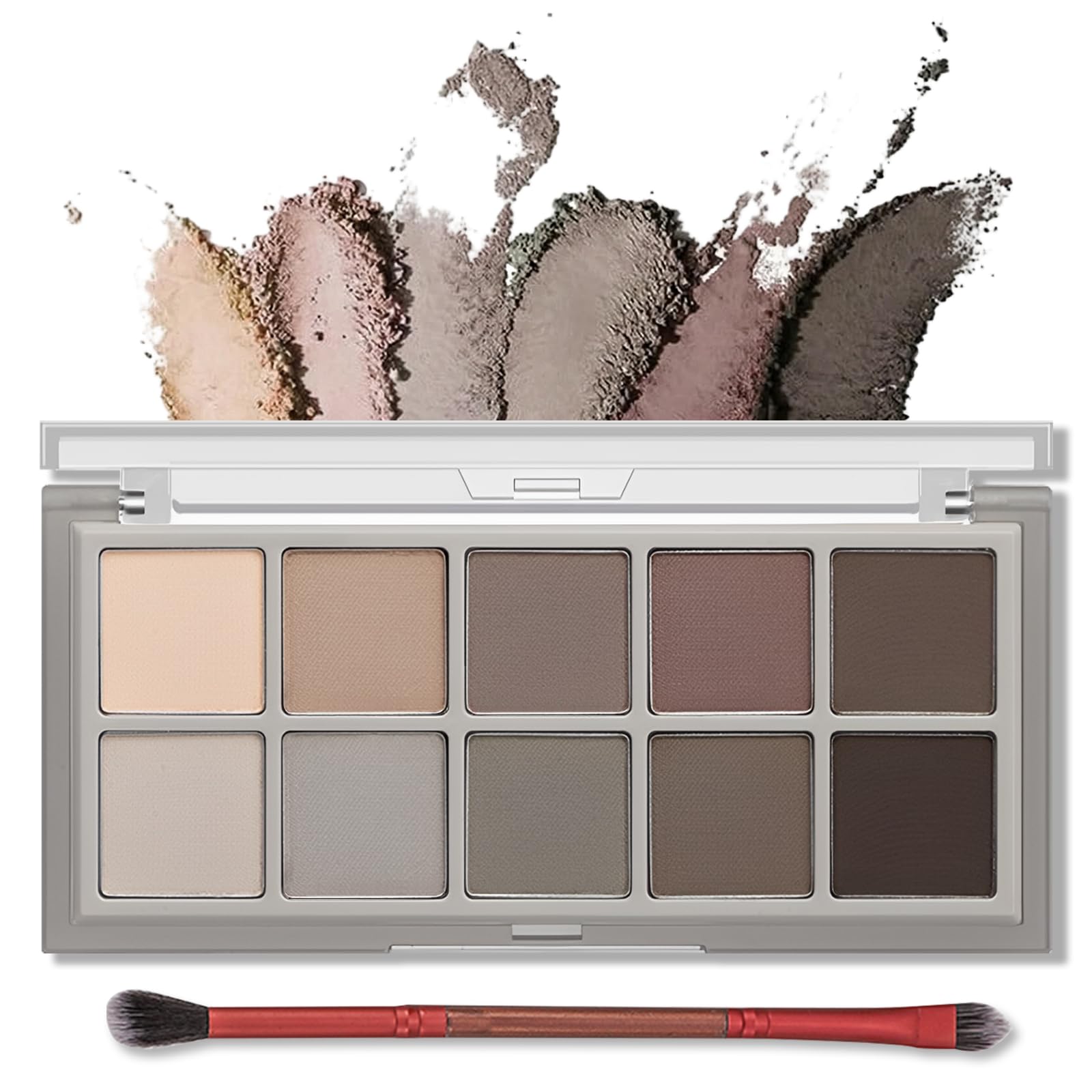 Erinde 10 Colors Eyeshadow Palette, Smooth Matte Eye Shadow, Eye Makeup Palette, Travel Size Makeup Pallet, High Pigmented, Naturing-Looking, Blendable Long Lasting (04#Cement Color)