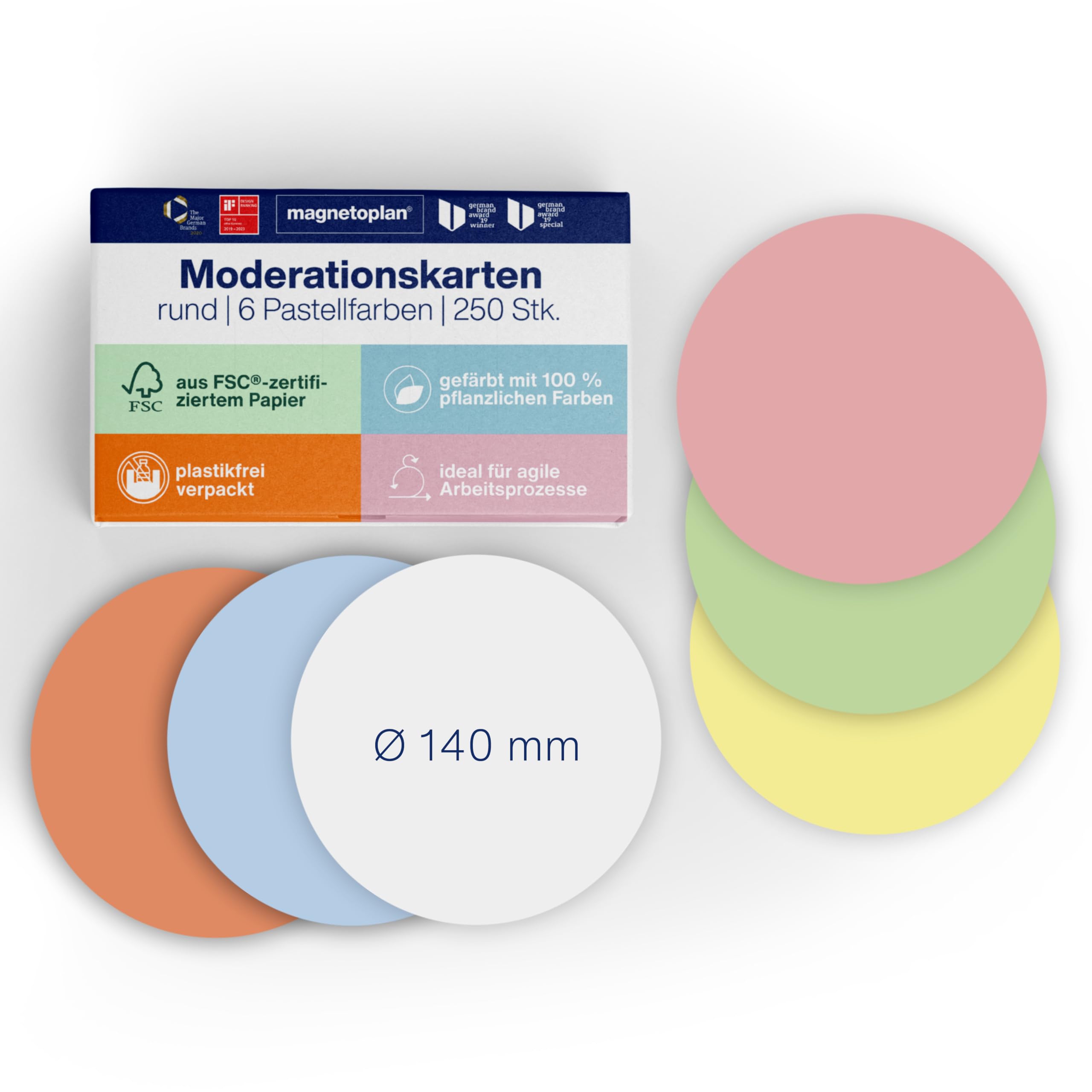 Magnetoplan 112501710 Presentation Cards Circular Assorted Colours