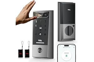 TCL D2 Pro Smart Lock with Palm Vein Recognition, Keyless Entry Door Lock for Front Door, Wi-Fi Keypad Deadbolt, App Remote Control, Auto Lock, Rechargeable Battery, Works with Alexa & Google