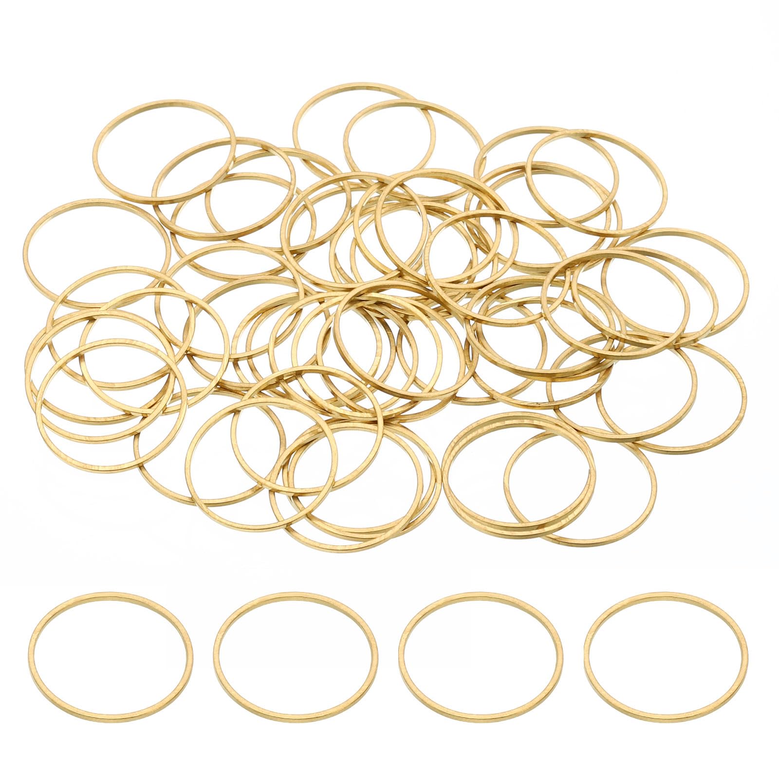 PATIKIL 18mm OD x 16.5mm ID Beading Hoop, 100Pcs Solid Copper Beading Finding Ring