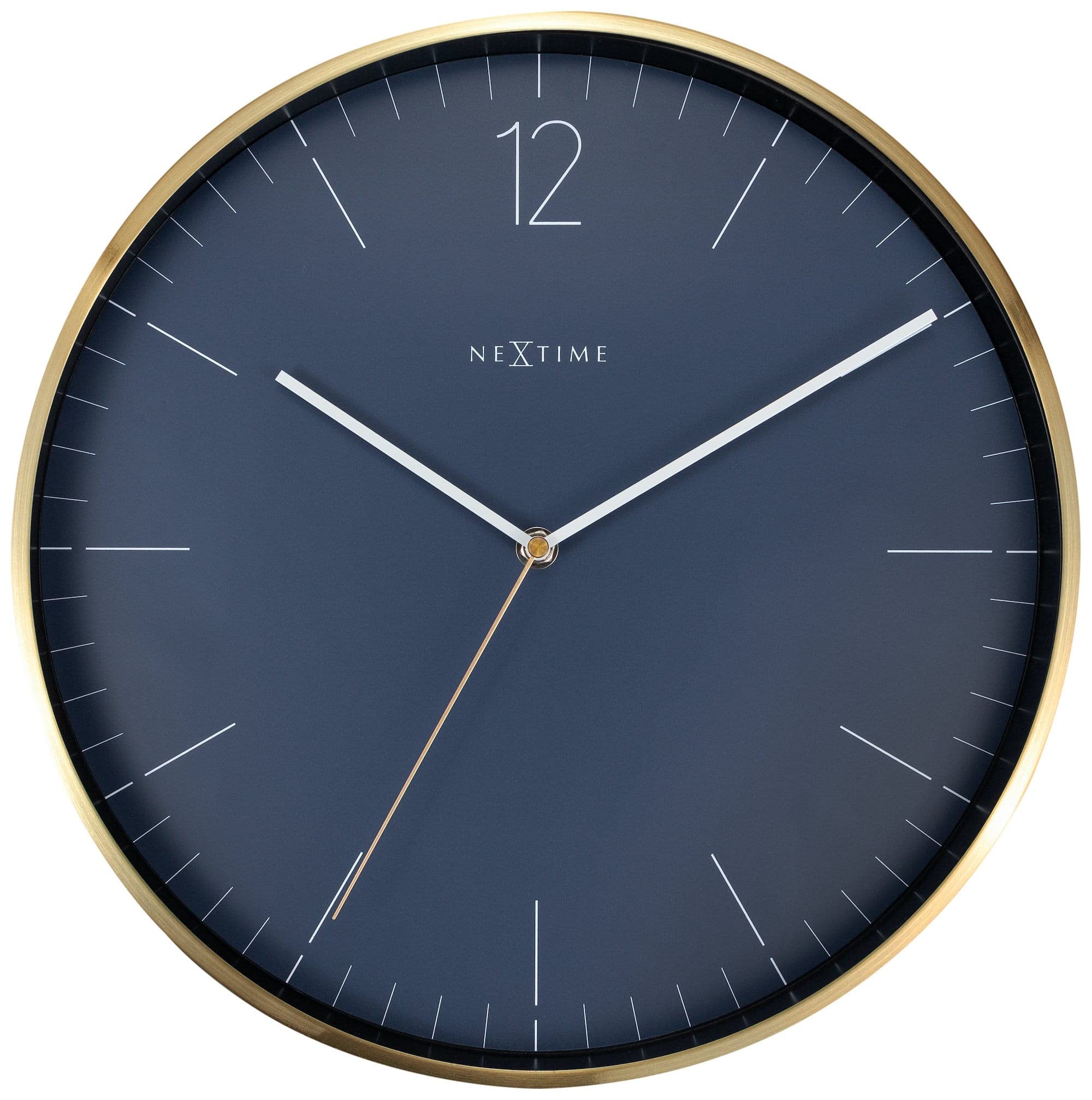 NexTime- Wall clock - Ø 34 cm - Glass/Metal - Vintage Blue - 'Essential Silver'