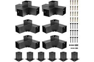 LITLANDSTAR Pergola Kit, Pergola Brackets 3-Way & 4-Way Right Angle Corner Bracket with Post Base Woodworks DIY Pergola Hardware Kit Elevated Wood Stand Kit 12 Pack with Screws for Gazebo 4”x4” Lumber