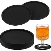 Silicone Coasters, Black, 4 Pack | Washable, Heat Resistant, Durable, Non-Slip, Round Cup Mats, For Coffee Table Wooden Desk Kitchen Bar