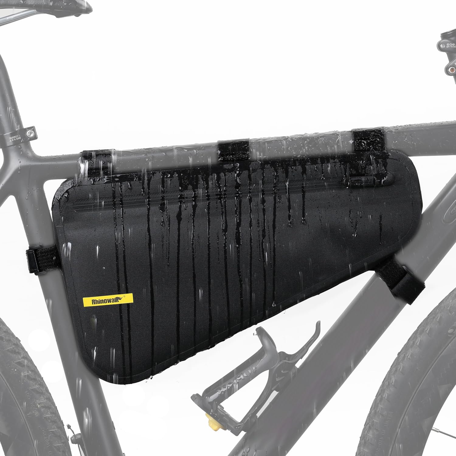 Rhinowalk Bike Frame Bag - Waterproof Under Top Tube Bag Front Storage Pack for Road & Mountain Cycling, Black