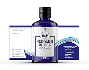 Biopharm Methylene Blue 1% | USP Grade | 50 mL | Easy Dispensing Plastic Bottle | 1 Drop Contains 0.5 mg Methylene Blue | Formaldehyde Free | Antioxidant