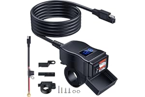 EXTRACTME Motorcycle USB Charger, Total 36W Dual USB QC3.0 Motorcycle Phone Charger with Voltage Monitor & ON/Off Switch, ATV/Motorcycle Accessories for All Phone, Tablet, GPS