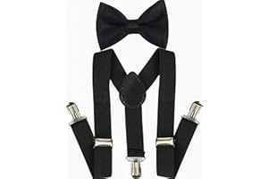 UTOWO Kids Suspenders Bowtie Sets Adjustable Suspender Set for Boys and Girls
