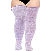 Moon Wood Women Plus Size Thigh High Socks for Thick Thighs Extra Long Tie Dye Over the Knee Halloween Socks Leg Warmers