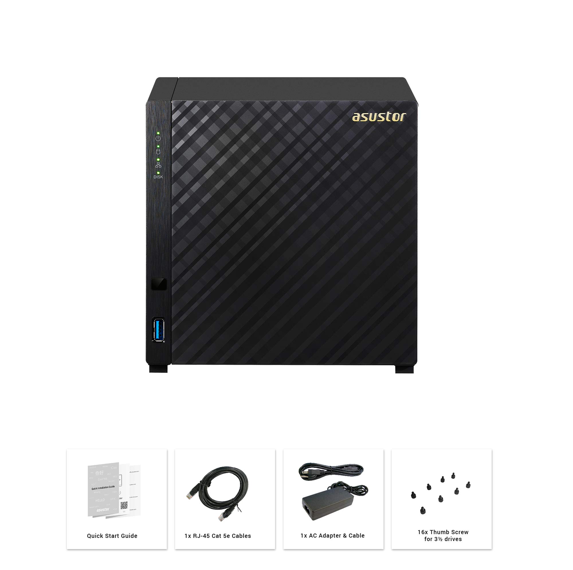 Asustor AS1004T v2-4 Bay NAS + Free exFAT License, 1.6GHz Dual-Core, 512MB RAM, Network Attached Storage, Personal Private Cloud, Home Media Server (Diskless)